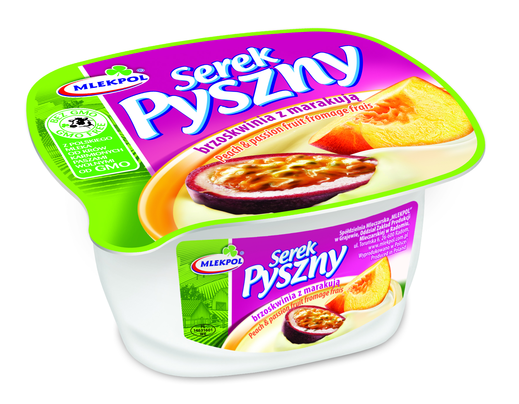 Serek Pyszny with peach and passion fruit (homogenized cheese) – Mlekpol