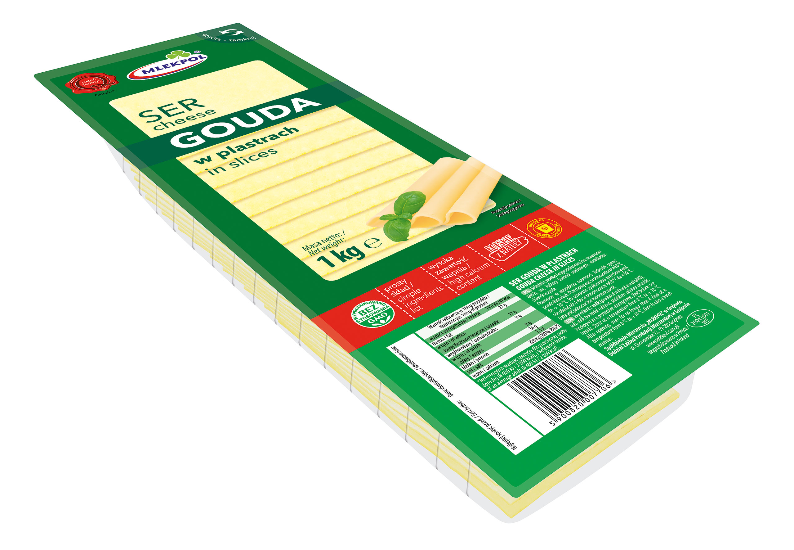 Gouda cheese, slices Mlekpol